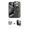 MARSİLYAN™- iPhone 16 Pro Max Kılıf Nova Asil Prime - Siyah 3D Antistatik Mat Seramik Nano Ekran Koruyucu + Pers Alüminyum Kamera Lens - GI