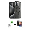MARSİLYAN™- iPhone 16 Pro Max Kılıf Nova Asil Prime - Siyah 3D Antistatik Mat Seramik Nano Ekran Koruyucu + Raze Metal Kamera Lens - BZ