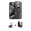 MARSİLYAN™- iPhone 16 Pro Max Kılıf Nova Asil Prime - Siyah 3D Antistatik Mat Seramik Nano Ekran Koruyucu + Siyah Bilvis Titan Kamera Lens