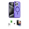 MARSİLYAN™- iPhone 16 Pro Max Kılıf Nova Asil Prime - Siyah 3D Antistatik Mat Seramik Nano Ekran Koruyucu + Raze Metal Kamera Lens - BZ
