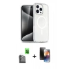 MARSİLYAN™- iPhone 16 Pro Max Kılıf Nova Asil Prime - Siyah 3D Antistatik Mat Seramik Nano Ekran Koruyucu + Raze Metal Kamera Lens - SH