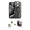 MARSİLYAN™- iPhone 16 Pro Max Kılıf Nova Asil Prime - Siyah 3D Antistatik Mat Seramik Nano Ekran Koruyucu + Raze Metal Kamera Lens - NLGY
