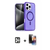 MARSİLYAN™- iPhone 16 Pro Max Kılıf Nova Asil Prime - Siyah 3D Antistatik Mat Seramik Nano Ekran Koruyucu + Gümüş PVD Metal Kamera Lens