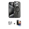 MARSİLYAN™- iPhone 16 Pro Max Kılıf Nova Asil Prime - Siyah 3D Antistatik Mat Seramik Nano Ekran Koruyucu + Pers Alüminyum Kamera Lens - GS