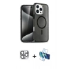 MARSİLYAN™- iPhone 16 Pro Max Kılıf Nova Asil Prime - Siyah 3D Antistatik Seramik Nano Ekran Koruyucu + Pers Alüminyum Kamera Lens - GI