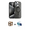 MARSİLYAN™- iPhone 16 Pro Max Kılıf Nova Asil Prime - Siyah 3D Antistatik Seramik Nano Ekran Koruyucu + Pers Alüminyum Kamera Lens - CLTM