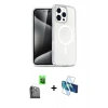 MARSİLYAN™- iPhone 16 Pro Max Kılıf Nova Asil Prime - Siyah 3D Antistatik Seramik Nano Ekran Koruyucu + Raze Metal Kamera Lens - SH