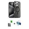 MARSİLYAN™- iPhone 16 Pro Max Kılıf Nova Asil Prime - Siyah 3D Antistatik Seramik Nano Ekran Koruyucu + Raze Metal Kamera Lens - SH