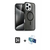 MARSİLYAN™- iPhone 16 Pro Max Kılıf Nova Asil Prime - Siyah 3D Antistatik Seramik Nano Ekran Koruyucu + Siyah PVD Metal Kamera Lens