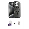 MARSİLYAN™- iPhone 16 Pro Max Kılıf Nova Asil Prime - Siyah Bilvis 3D Cam Ekran Koruyucu + Bilvis Titan Kamera Lens - SH