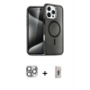 MARSİLYAN™- iPhone 16 Pro Max Kılıf Nova Asil Prime - Siyah Bilvis 3D Cam Ekran Koruyucu + Pers Alüminyum Kamera Lens - GI