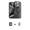MARSİLYAN™- iPhone 16 Pro Max Kılıf Nova Asil Prime - Siyah Bilvis 3D Cam Ekran Koruyucu + PVD Metal Kamera Lens - SH