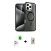 MARSİLYAN™- iPhone 16 Pro Max Kılıf Nova Asil Prime - Siyah Bilvis 3D Cam Ekran Koruyucu + Raze Metal Kamera Lens - BZ
