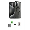 MARSİLYAN™- iPhone 16 Pro Max Kılıf Nova Asil Prime - Siyah Bilvis 3D Cam Ekran Koruyucu + Raze Metal Kamera Lens - SH