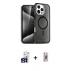 MARSİLYAN™- iPhone 16 Pro Max Kılıf Nova Asil Prime - Siyah Bilvis 3D Cam Ekran Koruyucu + Bilvis Titan Kamera Lens - TMGI