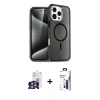 MARSİLYAN™- iPhone 16 Pro Max Kılıf Nova Asil Prime - Siyah Bilvis 3X AR Hayalet Cam Ekran Koruyucu + Bilvis Titan Kamera Lens - GS
