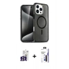 MARSİLYAN™- iPhone 16 Pro Max Kılıf Nova Asil Prime - Siyah Bilvis 3X AR Hayalet Cam Ekran Koruyucu + Bilvis Titan Kamera Lens - TMGI