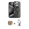 MARSİLYAN™- iPhone 16 Pro Max Kılıf Nova Asil Prime - Siyah Bilvis 3X AR Hayalet Cam Ekran Koruyucu + Pers Alüminyum Kamera Lens - CLTM