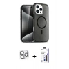 MARSİLYAN™- iPhone 16 Pro Max Kılıf Nova Asil Prime - Siyah Bilvis 3X AR Hayalet Cam Ekran Koruyucu + Pers Alüminyum Kamera Lens - GS