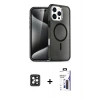 MARSİLYAN™- iPhone 16 Pro Max Kılıf Nova Asil Prime - Siyah Bilvis 3X AR Hayalet Cam Ekran Koruyucu + PVD Metal Kamera Lens - SH