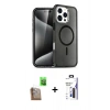 MARSİLYAN™- iPhone 16 Pro Max Kılıf Nova Asil Prime - Siyah Bilvis 3X AR Hayalet Cam Ekran Koruyucu + Raze Metal Kamera Lens - CLTM