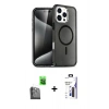 MARSİLYAN™- iPhone 16 Pro Max Kılıf Nova Asil Prime - Siyah Bilvis 3X AR Hayalet Cam Ekran Koruyucu + Raze Metal Kamera Lens - SH