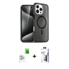 MARSİLYAN™- iPhone 16 Pro Max Kılıf Nova Asil Prime - Siyah Bilvis 3X AR Hayalet Cam Ekran Koruyucu + Raze Metal Kamera Lens - BZ