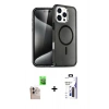 MARSİLYAN™- iPhone 16 Pro Max Kılıf Nova Asil Prime - Siyah Bilvis 3X AR Hayalet Cam Ekran Koruyucu + Raze Metal Kamera Lens - NLGY