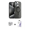 MARSİLYAN™- iPhone 16 Pro Max Kılıf Nova Asil Prime - Siyah Bilvis 3X AR HD Cam Ekran Koruyucu + Pers Alüminyum Kamera Lens - GS