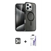 MARSİLYAN™- iPhone 16 Pro Max Kılıf Nova Asil Prime - Siyah Bilvis 3X AR HD Cam Ekran Koruyucu + PVD Metal Kamera Lens - GS