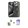 MARSİLYAN™- iPhone 16 Pro Max Kılıf Nova Asil Prime - Siyah Bilvis 5in1 3D Magic Cam Ekran Koruyucu + Raze Metal Kamera Lens - CLTM