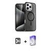 MARSİLYAN™- iPhone 16 Pro Max Kılıf Nova Asil Prime - Siyah Bilvis 5in1 3D Magic Cam Ekran Koruyucu + Gümüş PVD Metal Kamera Lens