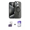 MARSİLYAN™- iPhone 16 Pro Max Kılıf Nova Asil Prime - Siyah Bilvis 5in1 3D Magic Cam Ekran Koruyucu + Bilvis Titan Kamera Lens - GS