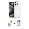 MARSİLYAN™- iPhone 16 Pro Max Kılıf Nova Asil Prime - Siyah Bilvis 5in1 3D Magic Cam Ekran Koruyucu + Natural Grey Raze Metal Kamera Lens