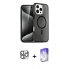 MARSİLYAN™- iPhone 16 Pro Max Kılıf Nova Asil Prime - Siyah Bilvis 5in1 3D Magic Cam Ekran Koruyucu + Pers Alüminyum Kamera Lens - GI