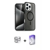 MARSİLYAN™- iPhone 16 Pro Max Kılıf Nova Asil Prime - Siyah Bilvis 5in1 3D Magic Cam Ekran Koruyucu + Pers Alüminyum Kamera Lens - GS