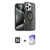 MARSİLYAN™- iPhone 16 Pro Max Kılıf Nova Asil Prime - Siyah Bilvis 5in1 3D Magic Cam Ekran Koruyucu + PVD Metal Kamera Lens - SH