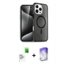 MARSİLYAN™- iPhone 16 Pro Max Kılıf Nova Asil Prime - Siyah Bilvis 5in1 3D Magic Cam Ekran Koruyucu + Raze Metal Kamera Lens - BZ