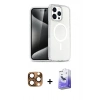 MARSİLYAN™- iPhone 16 Pro Max Kılıf Nova Asil Prime - Siyah Bilvis 5in1 5D Magic Hayalet Cam Ekran Koruyucu + Çöl Titanyum Pers Alüminyum Kamera Lens