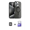 MARSİLYAN™- iPhone 16 Pro Max Kılıf Nova Asil Prime - Siyah Bilvis 5in1 5D Magic Hayalet Cam Ekran Koruyucu + PVD Metal Kamera Lens - SH