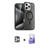 MARSİLYAN™- iPhone 16 Pro Max Kılıf Nova Asil Prime - Siyah Bilvis 5in1 5D Magic Hayalet Cam Ekran Koruyucu + PVD Metal Kamera Lens - GD