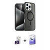MARSİLYAN™- iPhone 16 Pro Max Kılıf Nova Asil Prime - Siyah Bilvis 5in1 5D Magic Hayalet Cam Ekran Koruyucu + Bilvis Titan Kamera Lens - TMGI