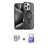 MARSİLYAN™- iPhone 16 Pro Max Kılıf Nova Asil Prime - Siyah Bilvis 5in1 5D Magic Hayalet Cam Ekran Koruyucu + Pers Alüminyum Kamera Lens - GS