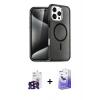MARSİLYAN™- iPhone 16 Pro Max Kılıf Nova Asil Prime - Siyah Bilvis 5in1 5D Magic Hayalet Cam Ekran Koruyucu + Bilvis Titan Kamera Lens - SH