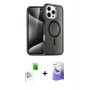 MARSİLYAN™- iPhone 16 Pro Max Kılıf Nova Asil Prime - Siyah Bilvis 5in1 5D Magic Hayalet Cam Ekran Koruyucu + Raze Metal Kamera Lens - BZ
