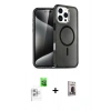MARSİLYAN™- iPhone 16 Pro Max Kılıf Nova Asil Prime - Siyah Bilvis Hayalet Cam Ekran Koruyucu + Beyaz Raze Metal Kamera Lens