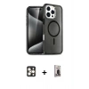 MARSİLYAN™- iPhone 16 Pro Max Kılıf Nova Asil Prime - Siyah Bilvis Hayalet Cam Ekran Koruyucu + PVD Metal Kamera Lens - GD