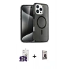 MARSİLYAN™- iPhone 16 Pro Max Kılıf Nova Asil Prime - Siyah Bilvis Hayalet Cam Ekran Koruyucu + Bilvis Titan Kamera Lens - GS