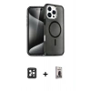 MARSİLYAN™- iPhone 16 Pro Max Kılıf Nova Asil Prime - Siyah Bilvis Hayalet Cam Ekran Koruyucu + Siyah PVD Metal Kamera Lens