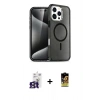 MARSİLYAN™- iPhone 16 Pro Max Kılıf Nova Asil Prime - Siyah Buffer Cam Ekran Koruyucu + Bilvis Titan Kamera Lens - TMGI